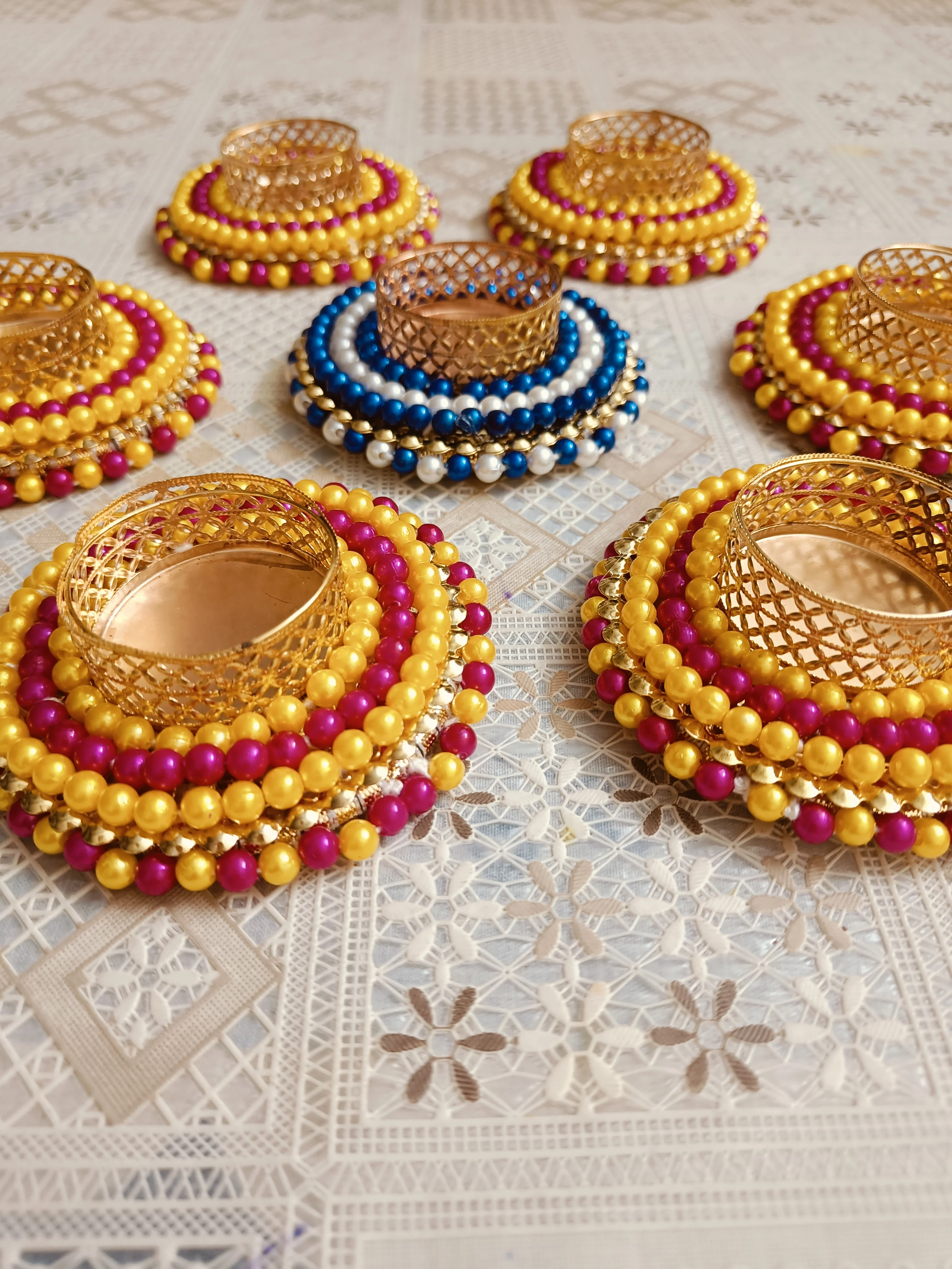 Close-up detail of handcrafted papier mache home decor by Shubh Shringaar